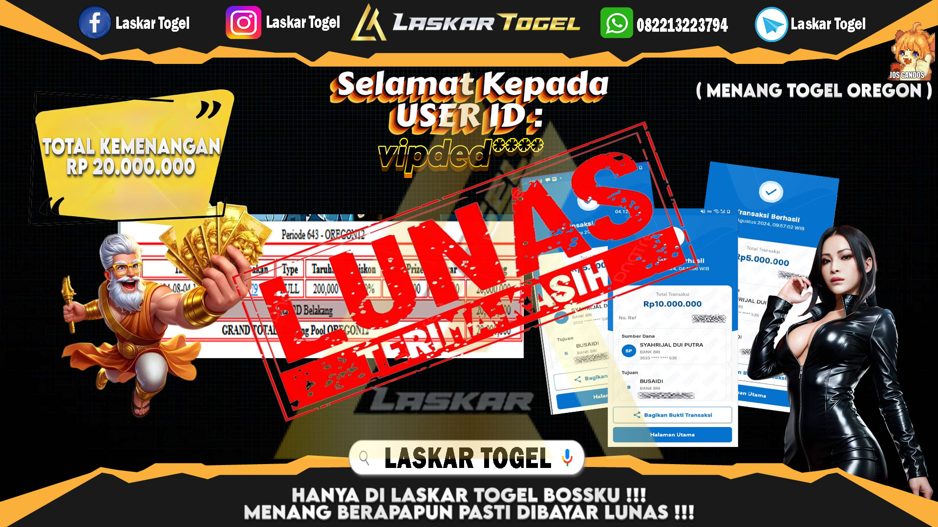 LASKARTOGEL JACKPOT TOGEL TOTO MACAU Rp.5.000.000.,- LUNAS