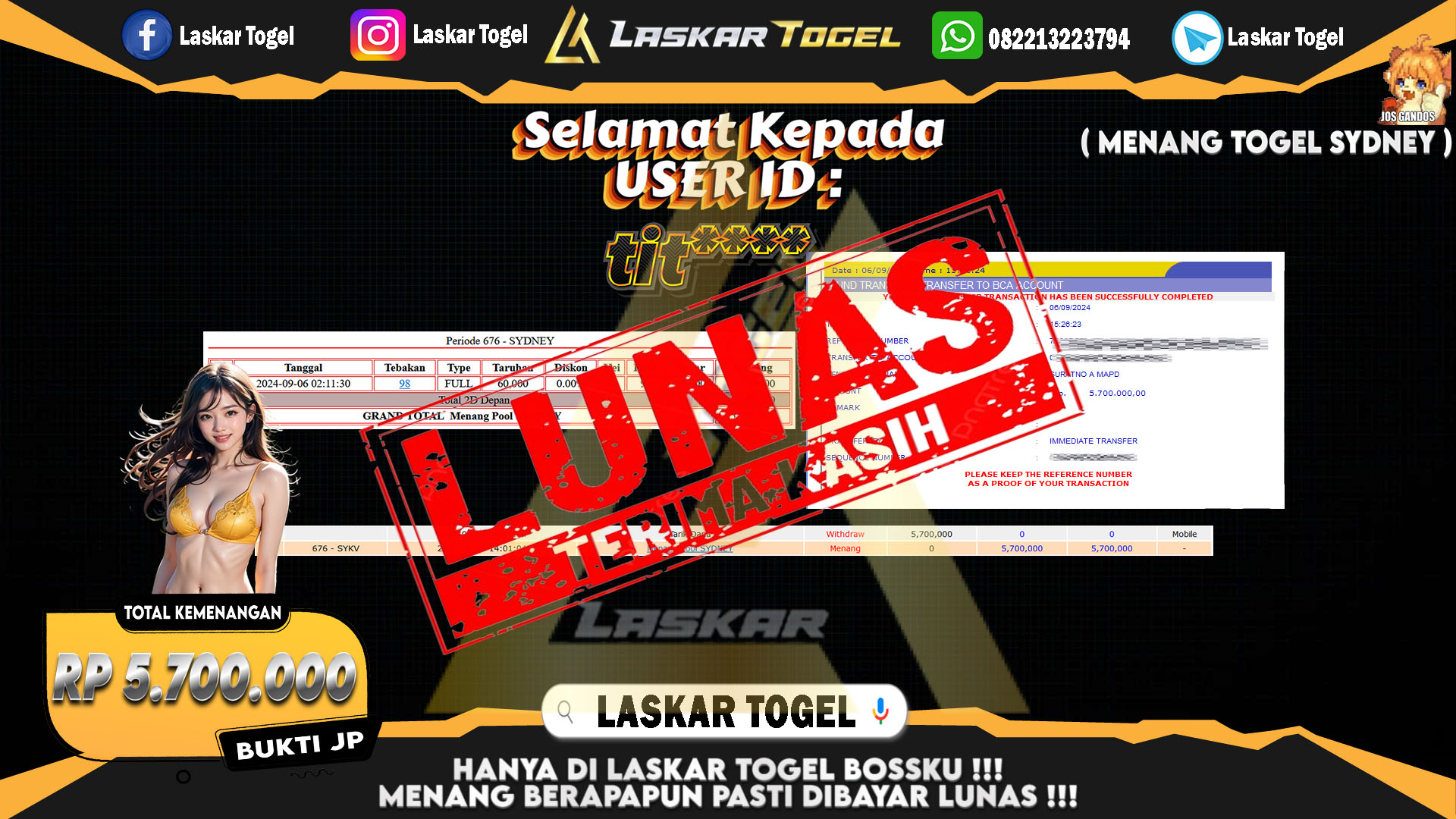 LASKARTOGEL JACKPOT TOGEL TOTO MACAU Rp.5.000.000.,- LUNAS