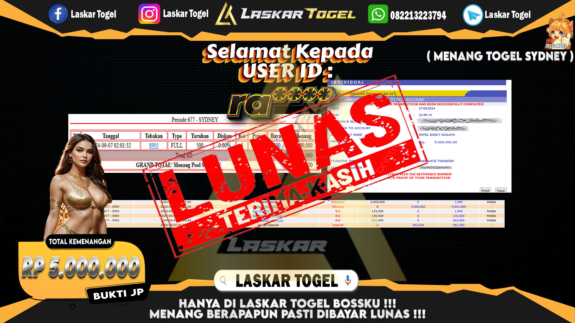LASKARTOGEL JACKPOT TOGEL TOTO MACAU Rp.5.000.000.,- LUNAS