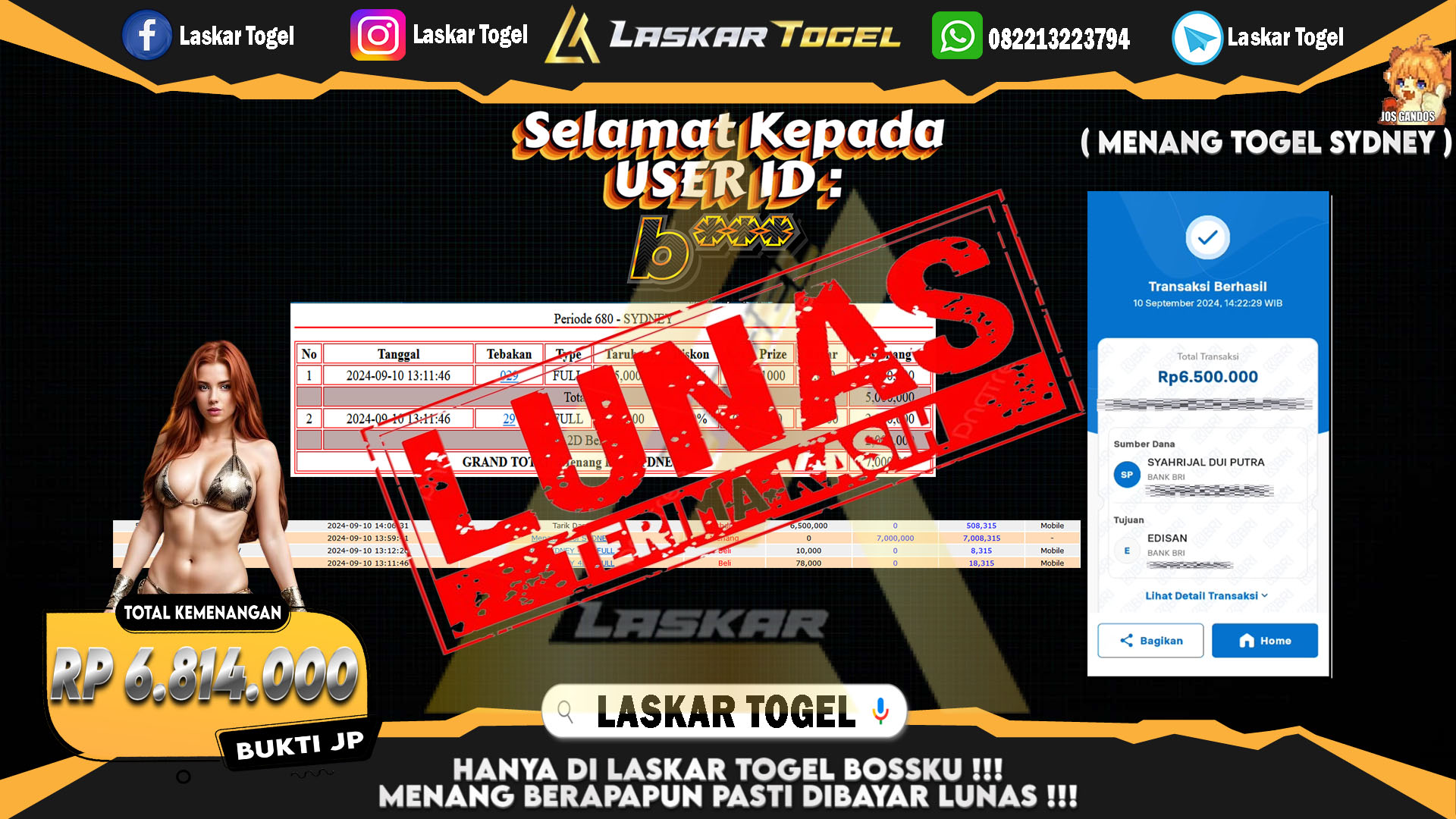 LASKARTOGEL JACKPOT TOGEL TOTO MACAU Rp.5.000.000.,- LUNAS