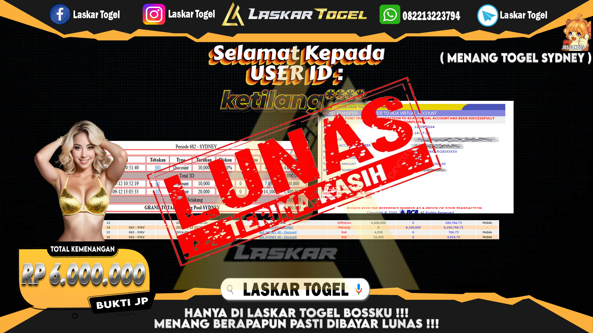 LASKARTOGEL JACKPOT TOGEL TOTO MACAU Rp.5.000.000.,- LUNAS