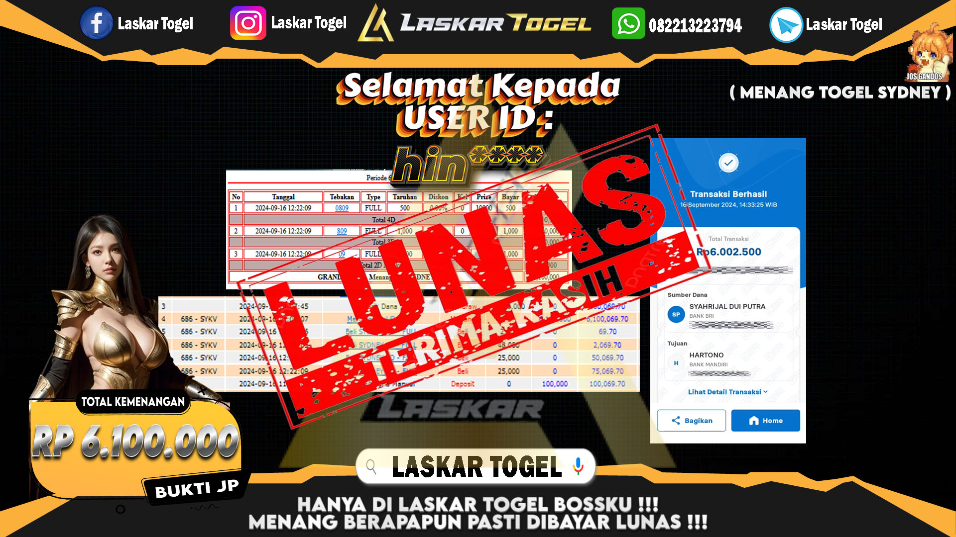 LASKARTOGEL JACKPOT TOGEL TOTO MACAU Rp.5.000.000.,- LUNAS