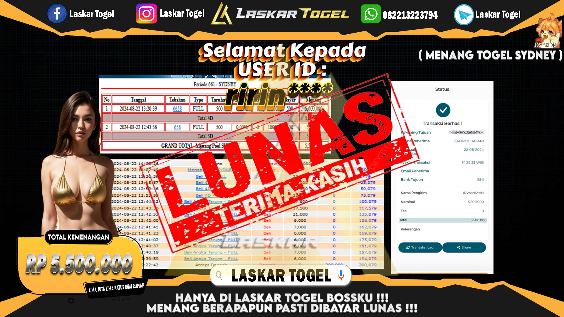 LASKARTOGEL JACKPOT TOGEL TOTO MACAU Rp.5.000.000.,- LUNAS