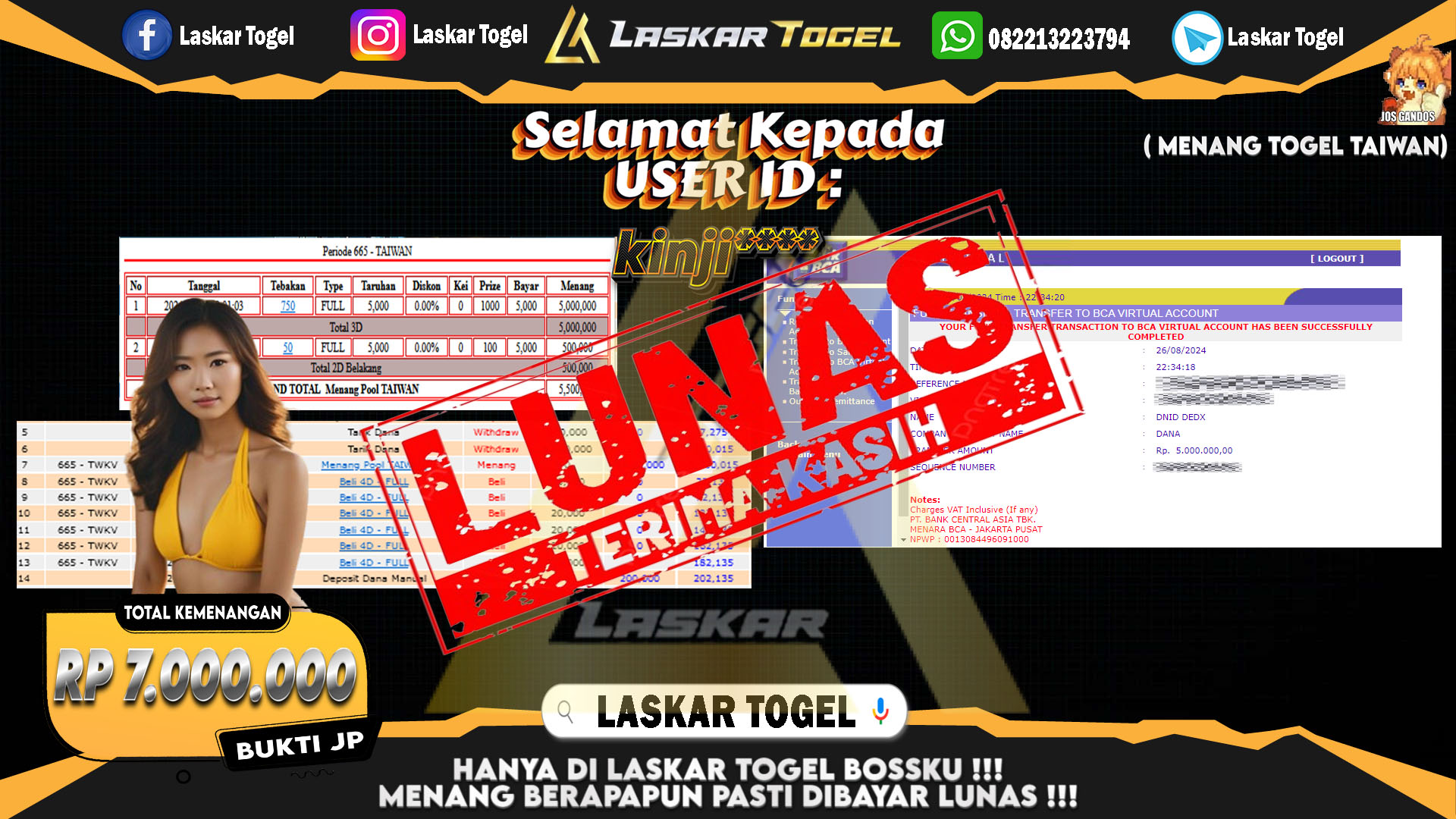 LASKARTOGEL JACKPOT TOGEL TOTO MACAU Rp.5.000.000.,- LUNAS