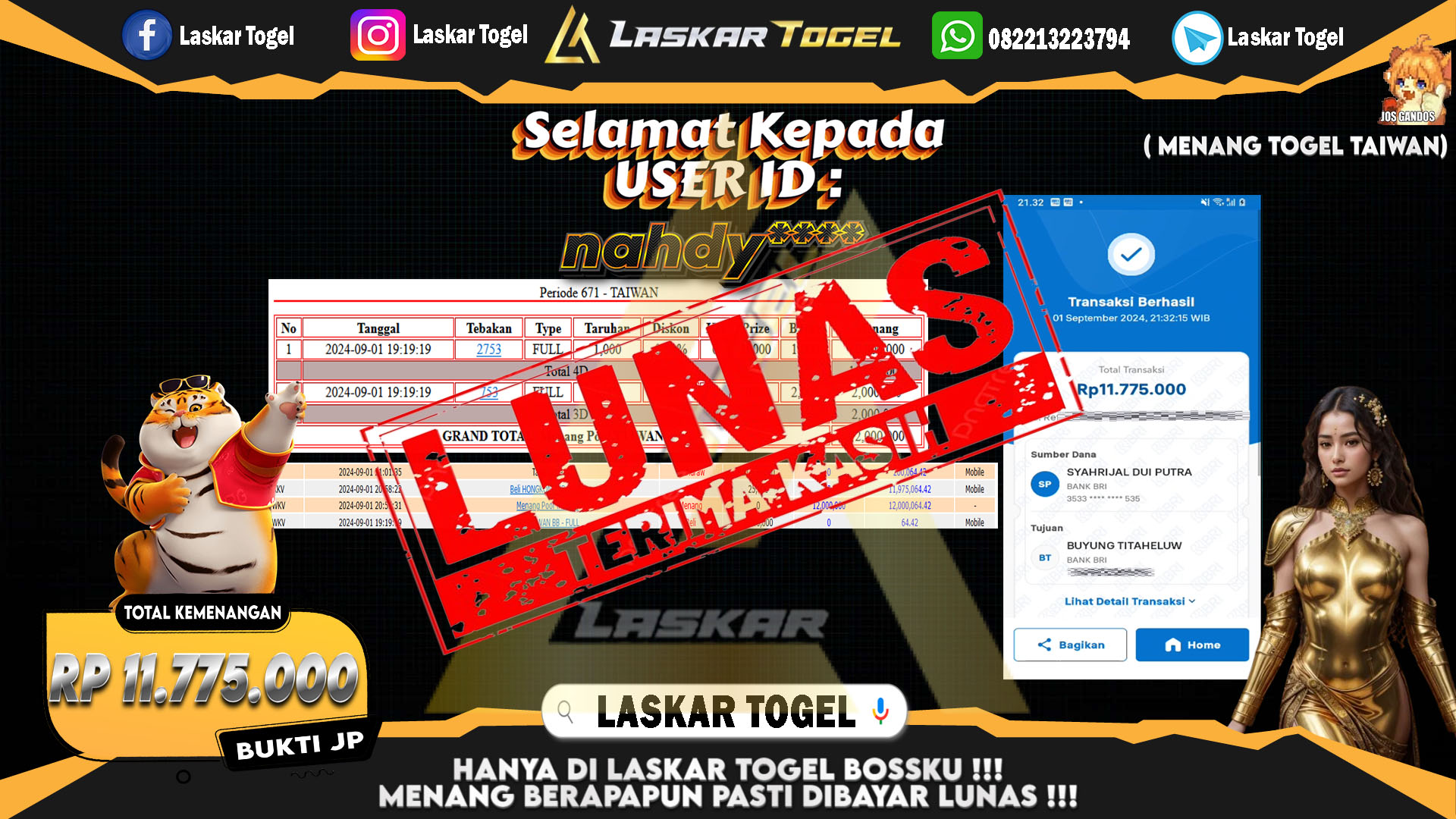 LASKARTOGEL JACKPOT TOGEL TOTO MACAU Rp.5.000.000.,- LUNAS