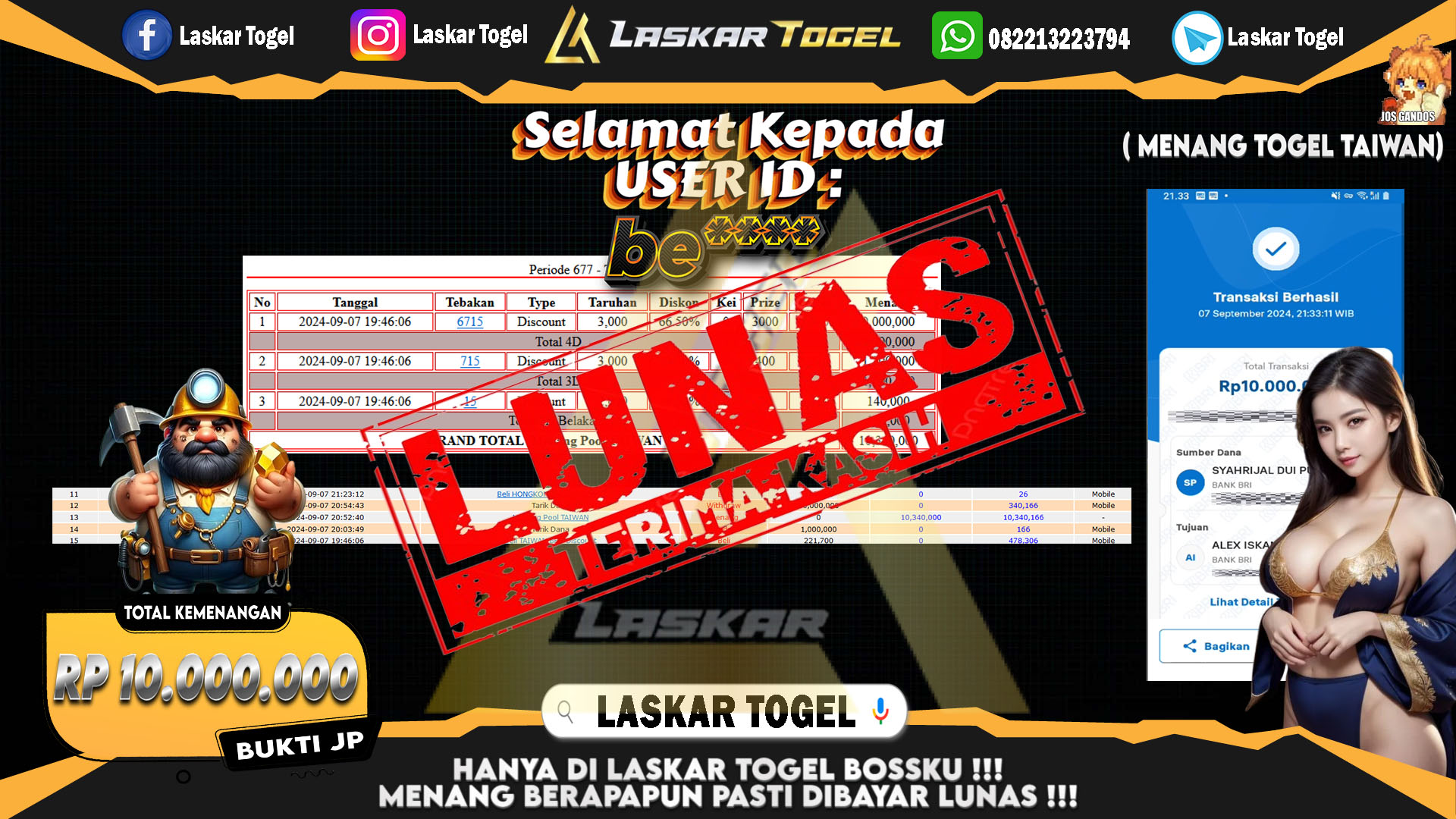 LASKARTOGEL JACKPOT TOGEL TOTO MACAU Rp.5.000.000.,- LUNAS