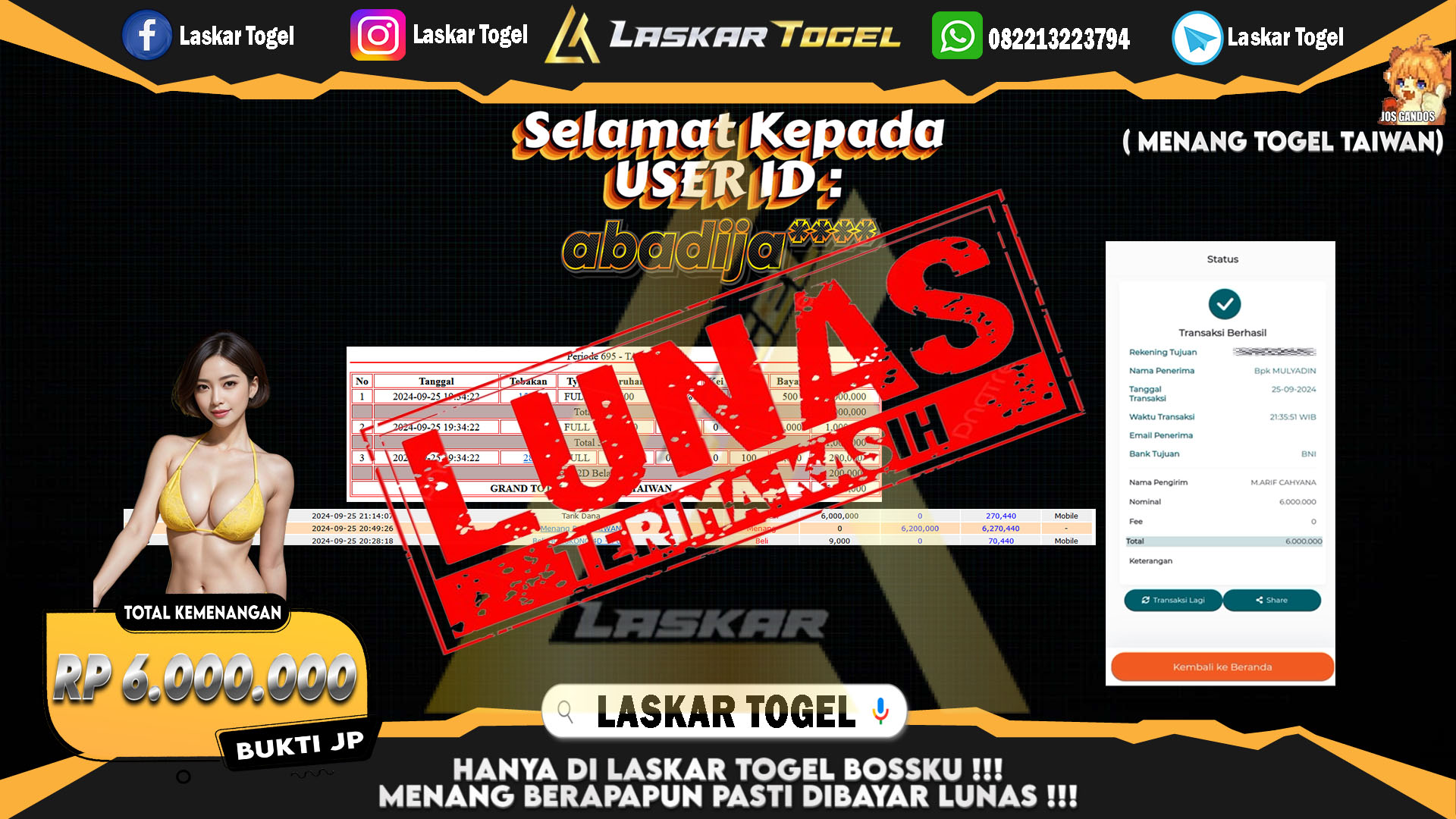 LASKARTOGEL JACKPOT TOGEL TOTO MACAU Rp.5.000.000.,- LUNAS