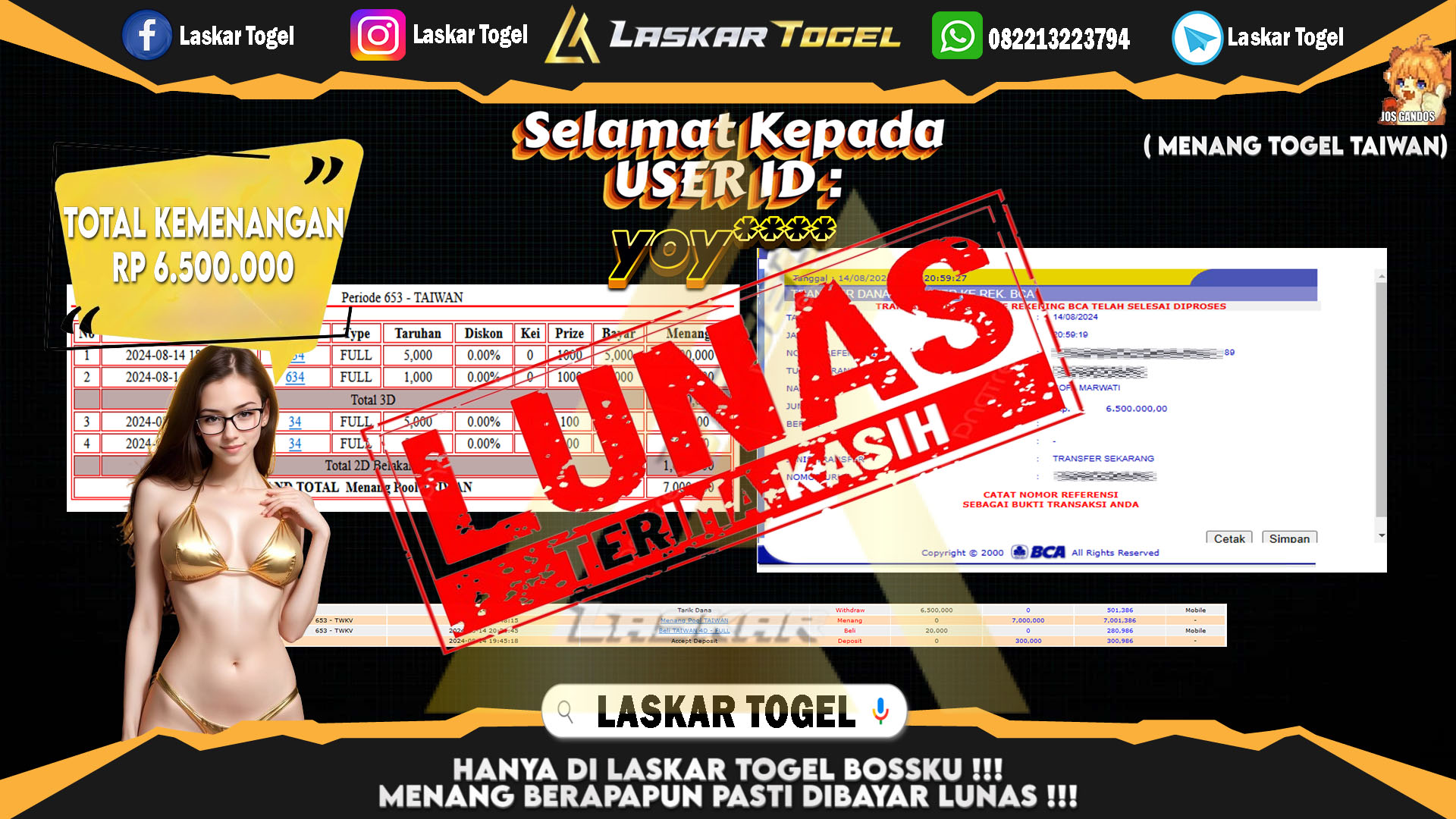 LASKARTOGEL JACKPOT TOGEL TOTO MACAU Rp.5.000.000.,- LUNAS