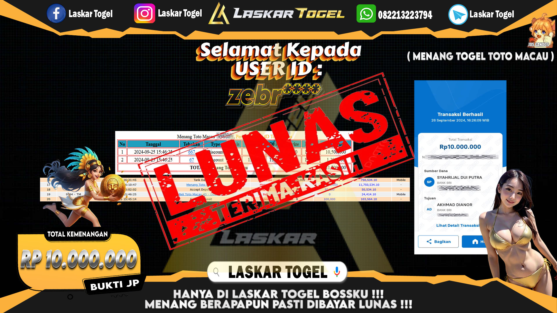 LASKARTOGEL JACKPOT TOGEL TOTO MACAU Rp.5.000.000.,- LUNAS