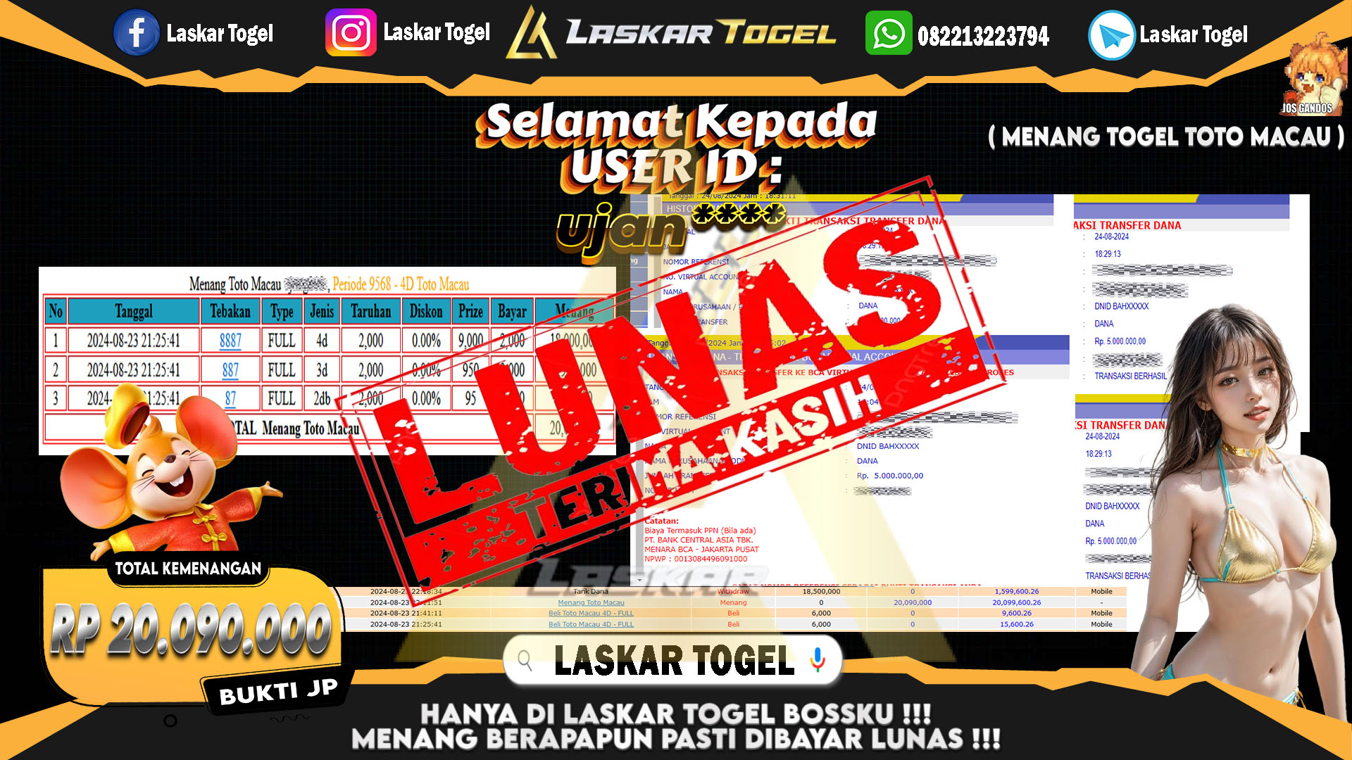 LASKARTOGEL JACKPOT TOGEL TOTO MACAU Rp.5.000.000.,- LUNAS