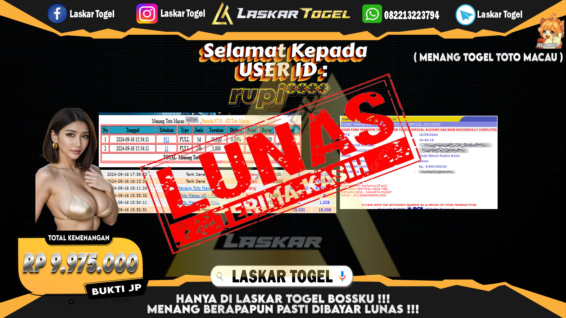 LASKARTOGEL JACKPOT TOGEL TOTO MACAU Rp.5.000.000.,- LUNAS