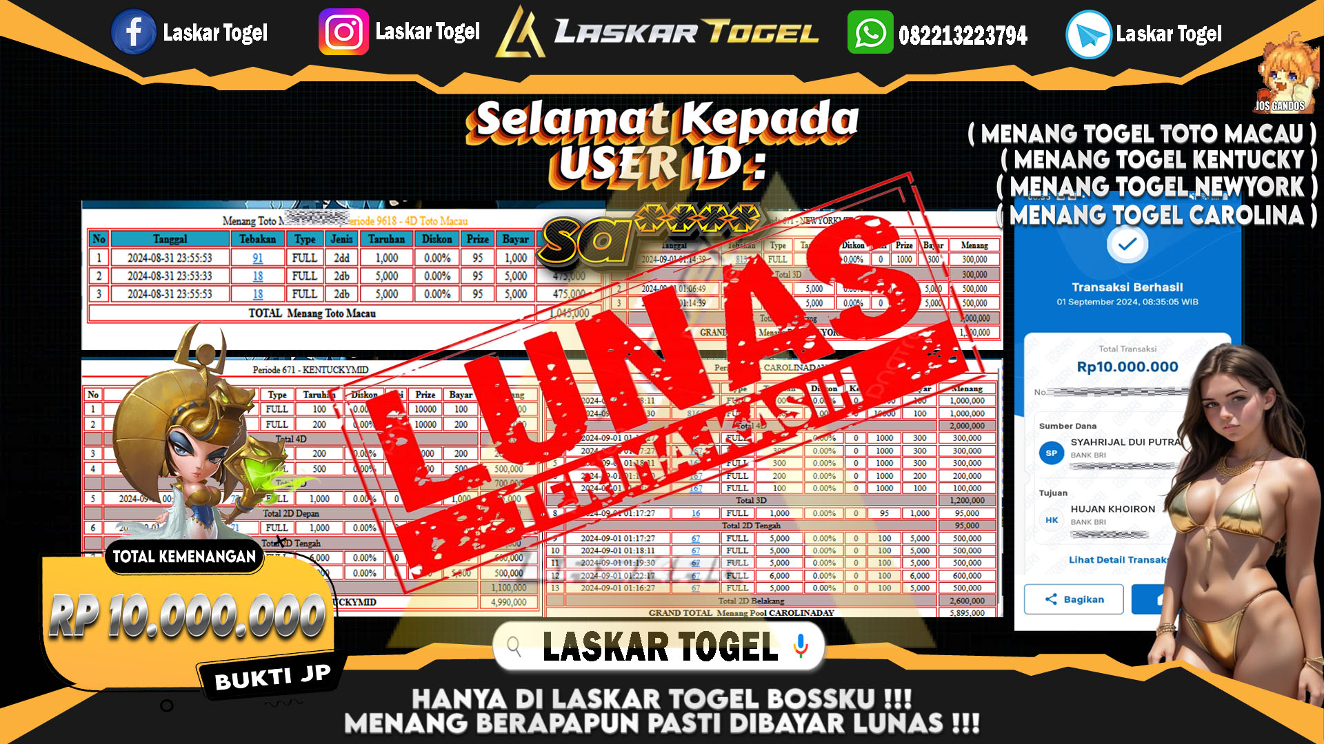 LASKARTOGEL JACKPOT TOGEL TOTO MACAU Rp.5.000.000.,- LUNAS