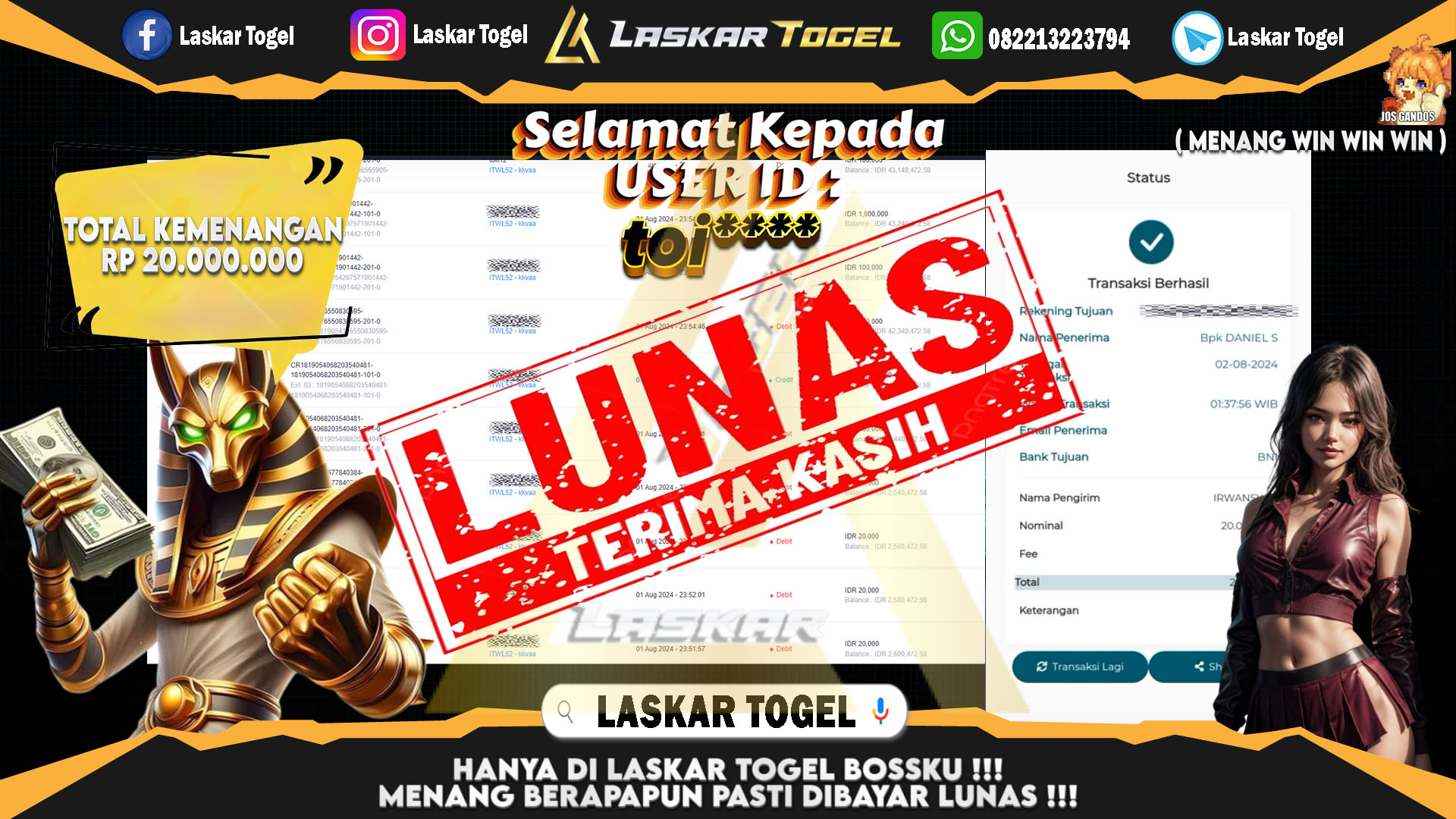 LASKARTOGEL JACKPOT TOGEL TOTO MACAU Rp.5.000.000.,- LUNAS
